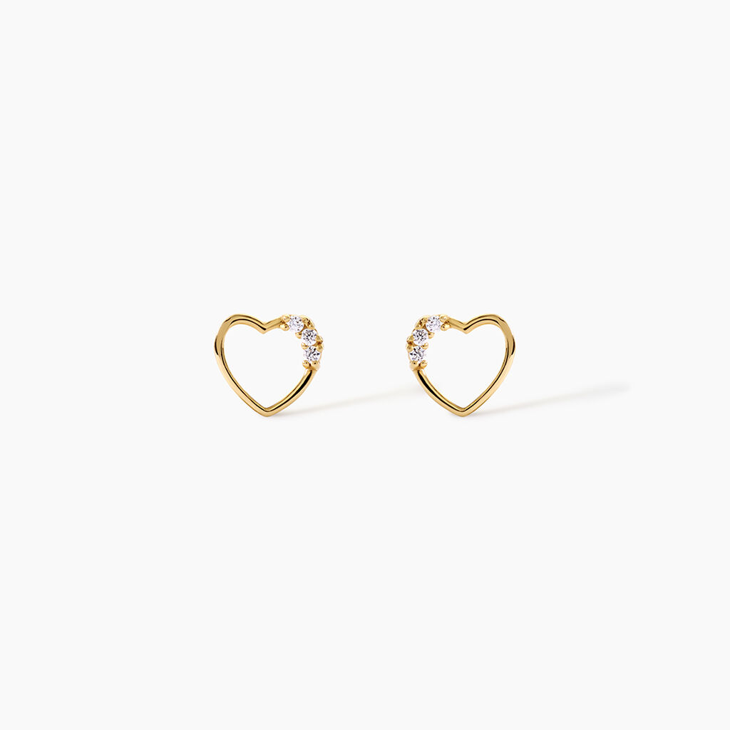 Boucles D'Oreilles Puces Camomille Argent Dor&eacute; A L'Or 750/1000 Oxyde De Zirconium - Boucles d'oreilles fantaisie Enfant | Histoire d&rsquo;Or
