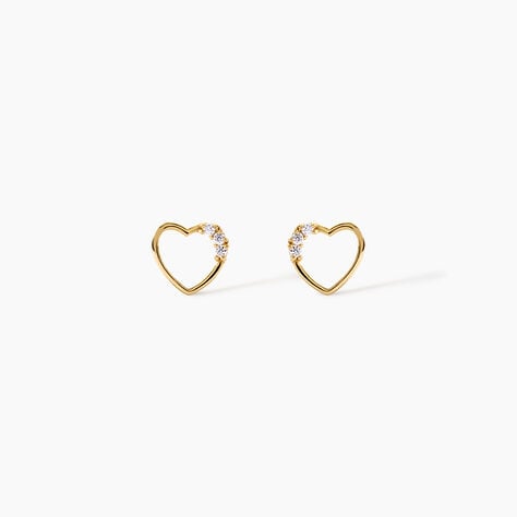 Boucles D'Oreilles Puces Camomille Argent Dor&eacute; A L'Or 750/1000 Oxyde De Zirconium - Boucles d'oreilles fantaisie Enfant | Histoire d&rsquo;Or