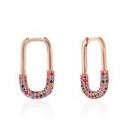 Cr&eacute;oles Urban Call Argent Rose Pierre De Synthese Oxyde De Zirconium - Boucles d'oreilles cr&eacute;oles Femme | Histoire d&rsquo;Or