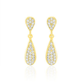 Boucles D'oreilles Pendantes Reiko Or Jaune Oxyde De Zirconium - Boucles d'oreilles pendantes Femme | Histoire d’Or