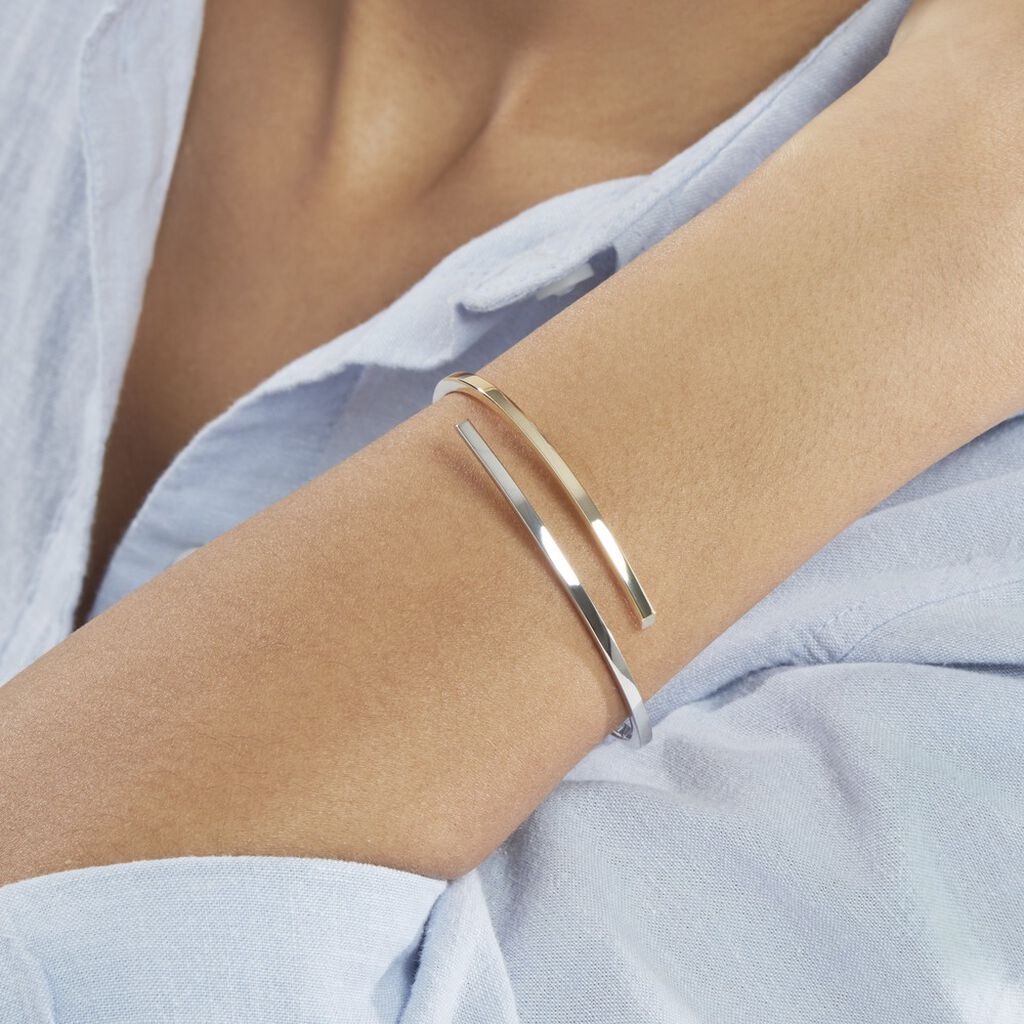 Bracelet Jonc Loise 2 Fils Carres Or Bicolore - Bracelets joncs Femme | Histoire d’Or
