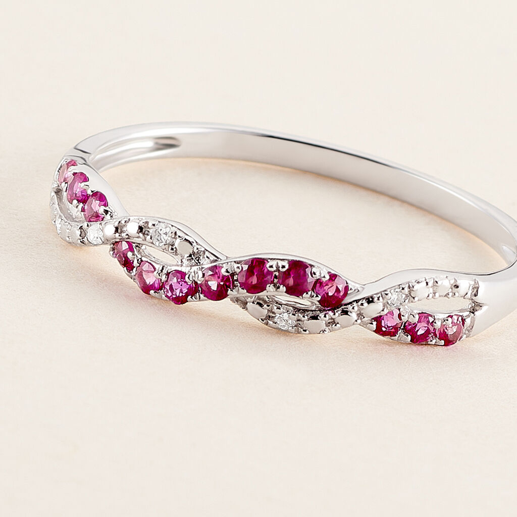 Bague Sofia Or Blanc Rubis Et Diamant - Bagues avec pierre Femme | Histoire d’Or