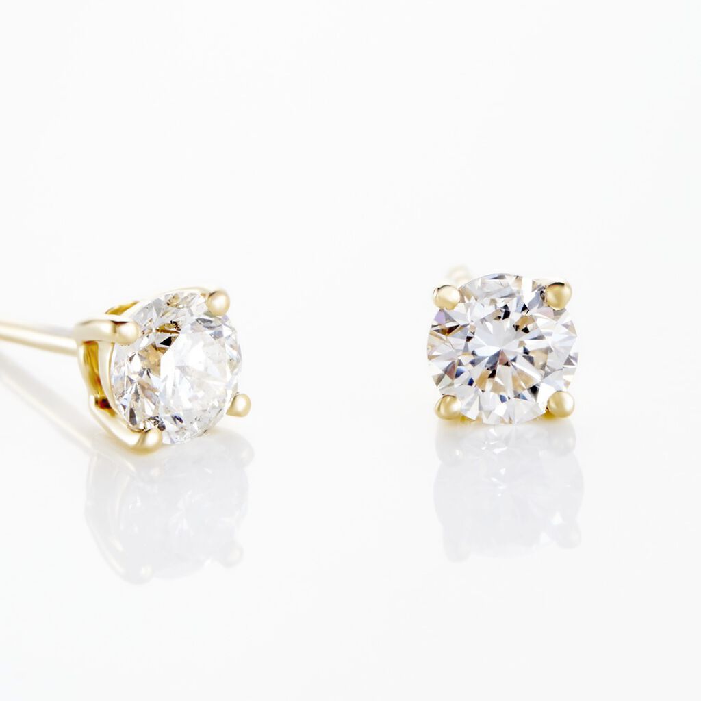 Boucles D'oreilles Puces Victoria Or Jaune Diamant - Clous d'oreilles Famille | Histoire d’Or