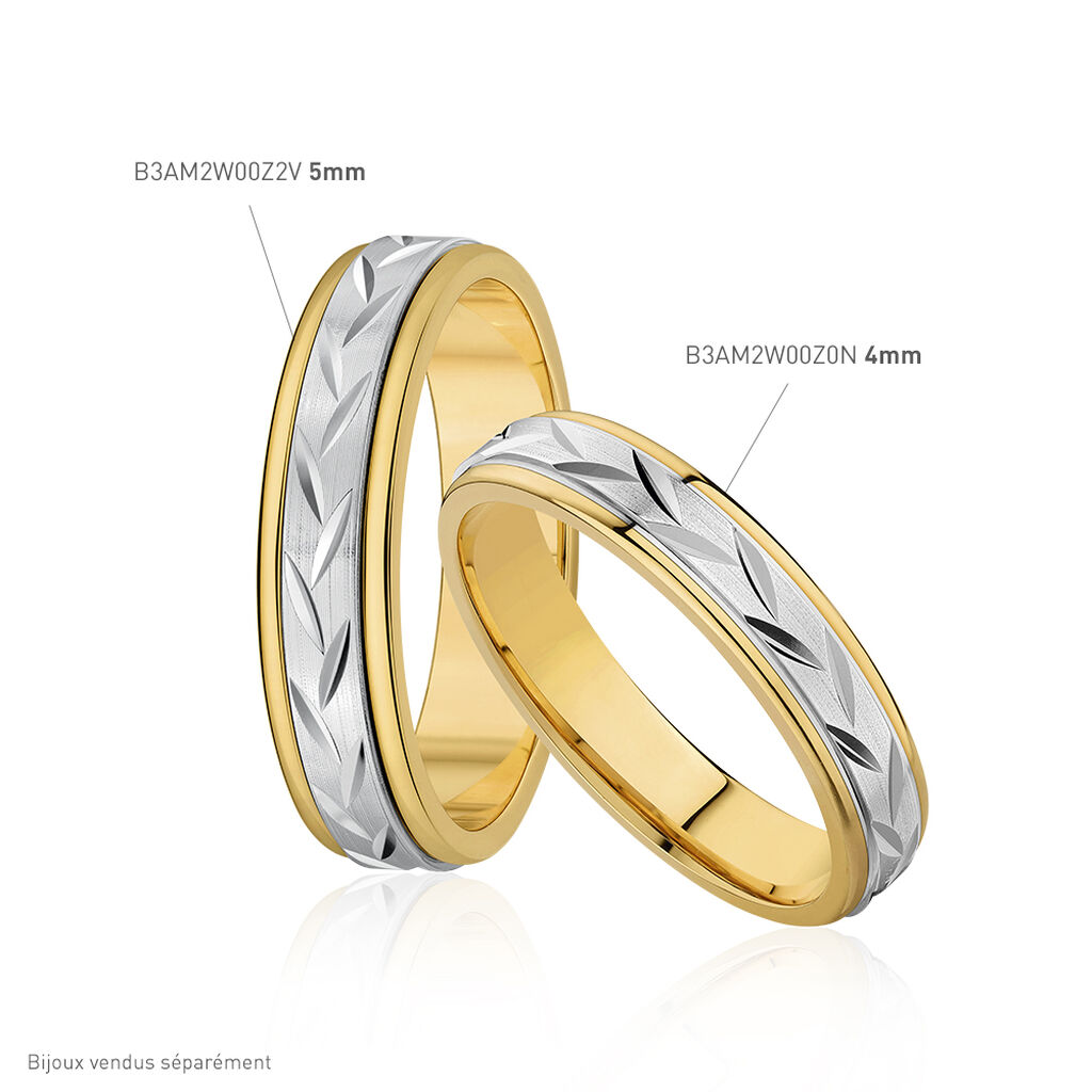 Alliance Effet Epi Mat Ruban Plat Or Bicolore - Alliances Unisex | Histoire d&rsquo;Or