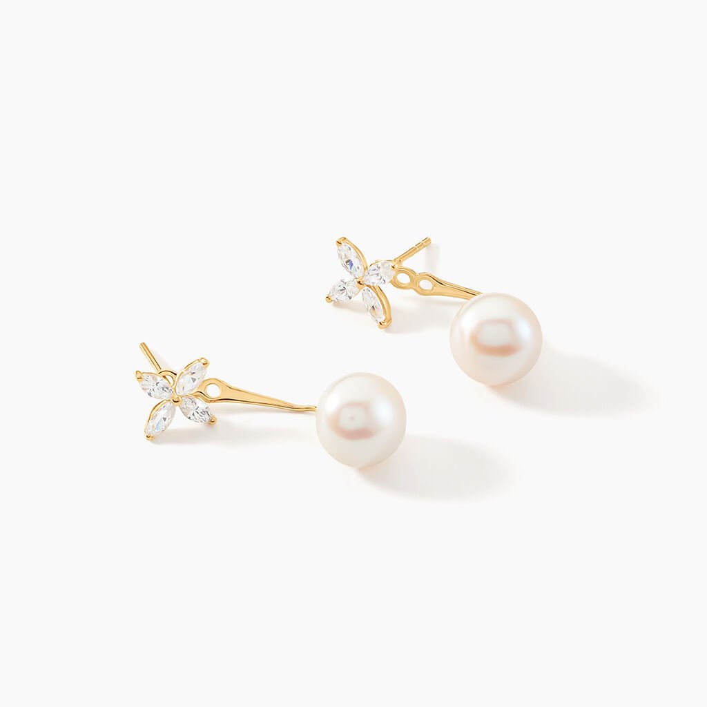 Bijoux D'oreilles Norah Or Jaune Perle De Culture Et Oxyde - Ear cuffs Femme | Histoire d&rsquo;Or