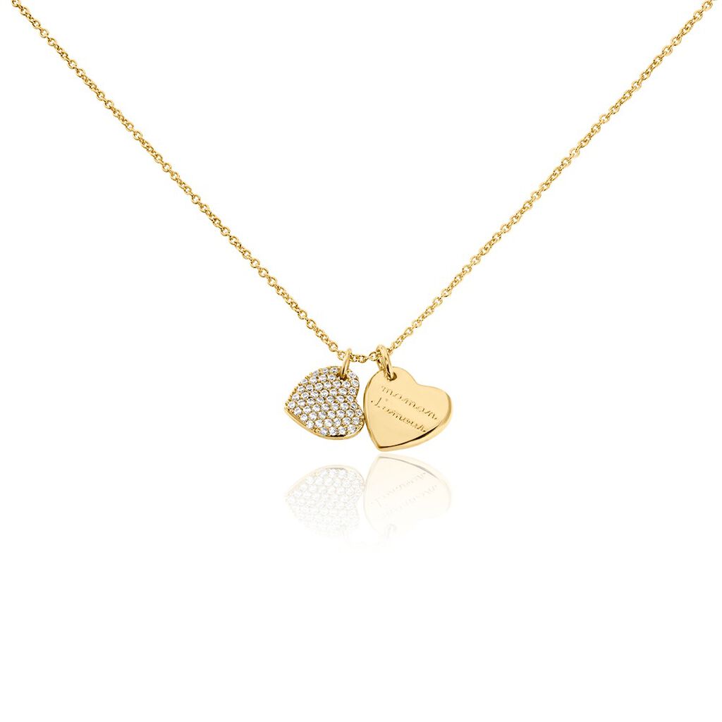 Collier Corazon Plaqu&eacute; Or Jaune Oxyde De Zirconium - Colliers Naissance Femme | Histoire d&rsquo;Or