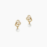 Boucles D'Oreilles Pendantes Loving Pearl Argent Dor&eacute; A L'Or 750/1000 Perle De Culture Oxyde De Zirconium - Boucles d'oreilles pendantes Femme | Histoire d&rsquo;Or