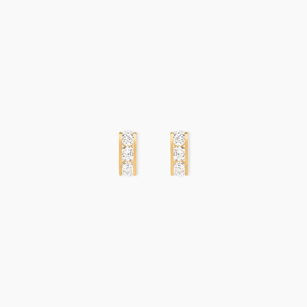 Boucles D'oreilles Puces Rachilda Or Jaune Oxyde De Zirconium - Clous d'oreilles Femme | Histoire d&rsquo;Or