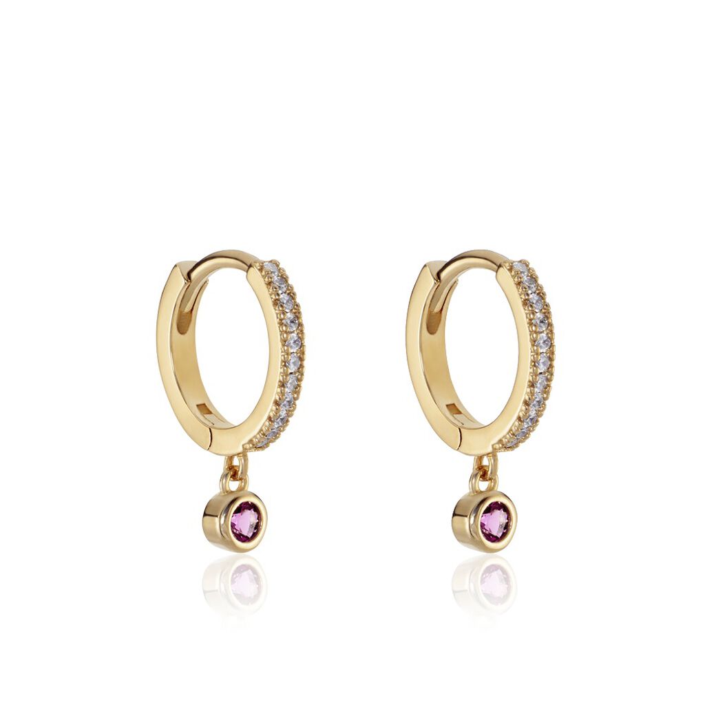 Creoles Dili Plaqué Or Pierres - Boucles d'oreilles créoles Femme | Histoire d’Or
