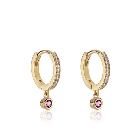 Creoles Dili Plaqué Or Pierres - Boucles d'oreilles créoles Femme | Histoire d’Or