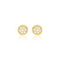 Boucles D'oreilles Puces Pastille Serti Clos Or Jaune Oxyde