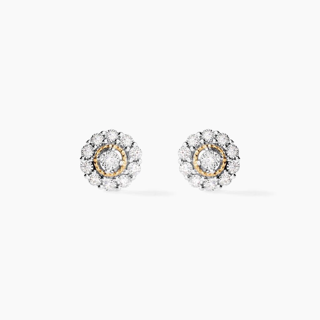 Boucles D'oreilles Puces Charletta Or Jaune Diamant - Clous d'oreilles Femme | Histoire d&rsquo;Or