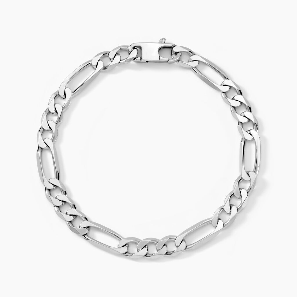 Bracelet Vivian Maille Alternee 1/3 Argent Blanc - Bracelets chaîne Homme | Histoire d’Or