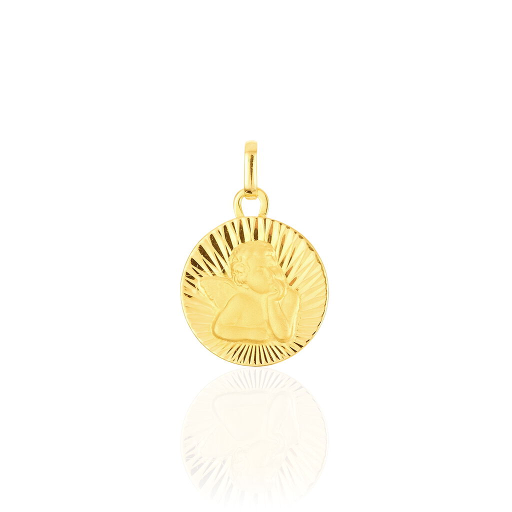 Pendentif Ange Rond Effet Diamante Or Jaune - Pendentifs Baptême Famille | Histoire d’Or
