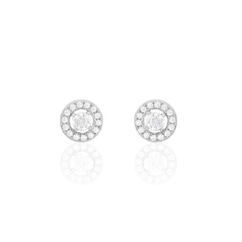 Boucles D'oreilles Puces Star Or Blanc Oxyde De Zirconium - Clous d'oreilles Femme | Histoire d’Or
