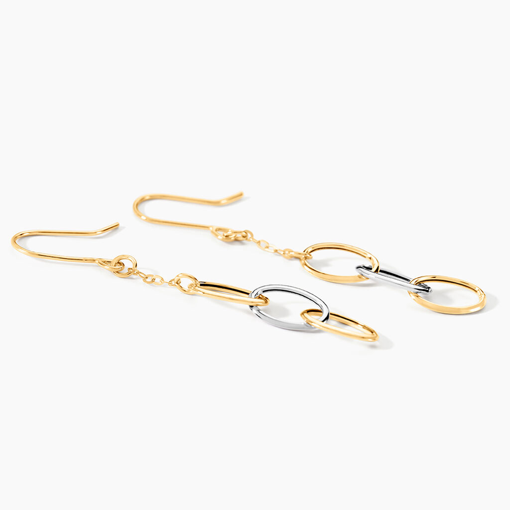 Boucles D'oreilles Pendantes Lucette Or Bicolore - Boucles d'oreilles pendantes Femme | Histoire d’Or