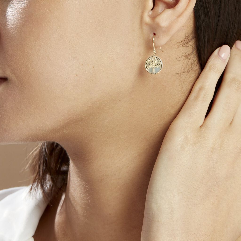 Boucles D'oreilles Pendantes Noamie Or Jaune Nacre - Boucles d'oreilles pendantes Femme | Histoire d’Or