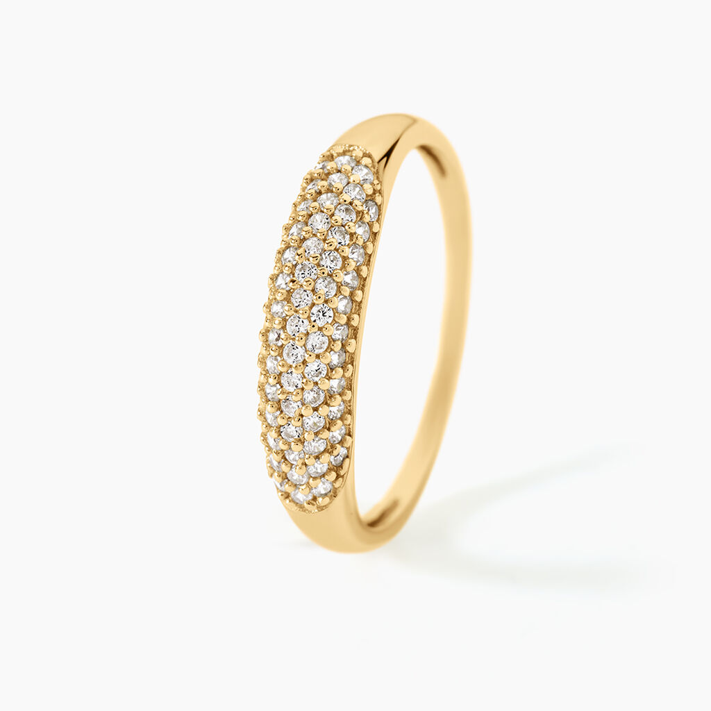 Bague Nadzeija Argent Dor&eacute; A L'Or 750/1000 Oxyde De Zirconium - Bagues avec pierre Femme | Histoire d&rsquo;Or