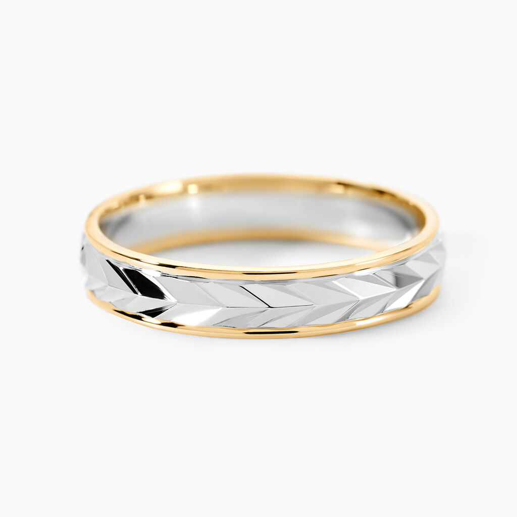 Alliance Epi Fantaisie Ruban Plat Or Bicolore - Alliances Unisex | Histoire d&rsquo;Or