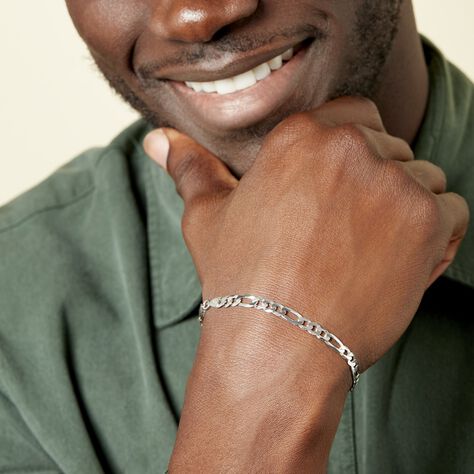 Bracelet homme cordon coton argent 925 massif