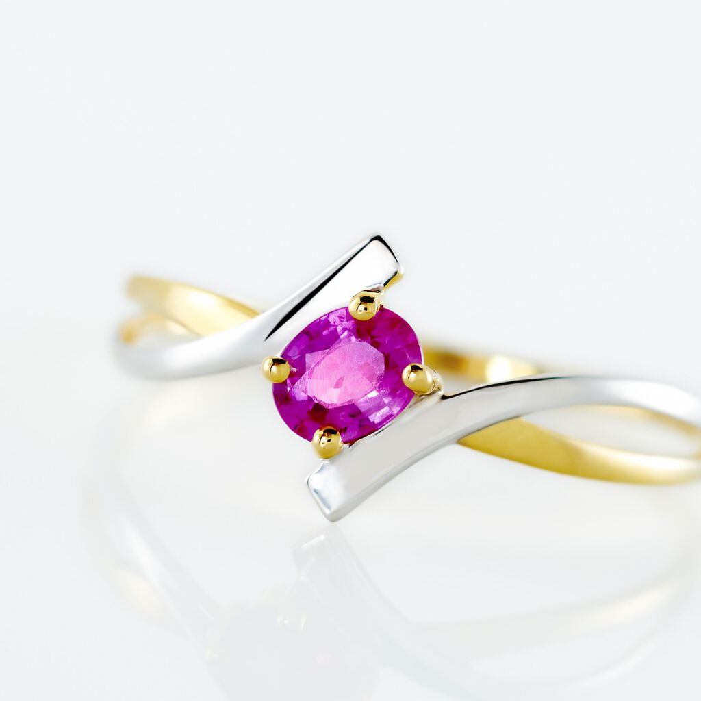Bague Or Bicolore Rosmunda Rubis - Bagues solitaires Femme | Histoire d&rsquo;Or