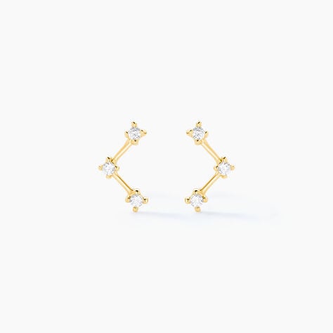 Boucles D'oreilles Puces Sterre Or Jaune Oxyde De Zirconium - Clous d'oreilles Femme | Histoire d’Or