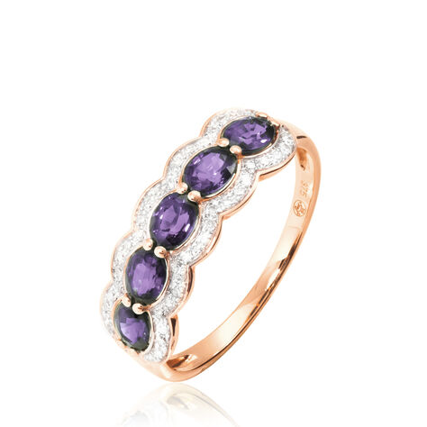 Bague Margaux Or Rose Amethyste Et Diamant - Bagues avec pierre Femme | Histoire d’Or