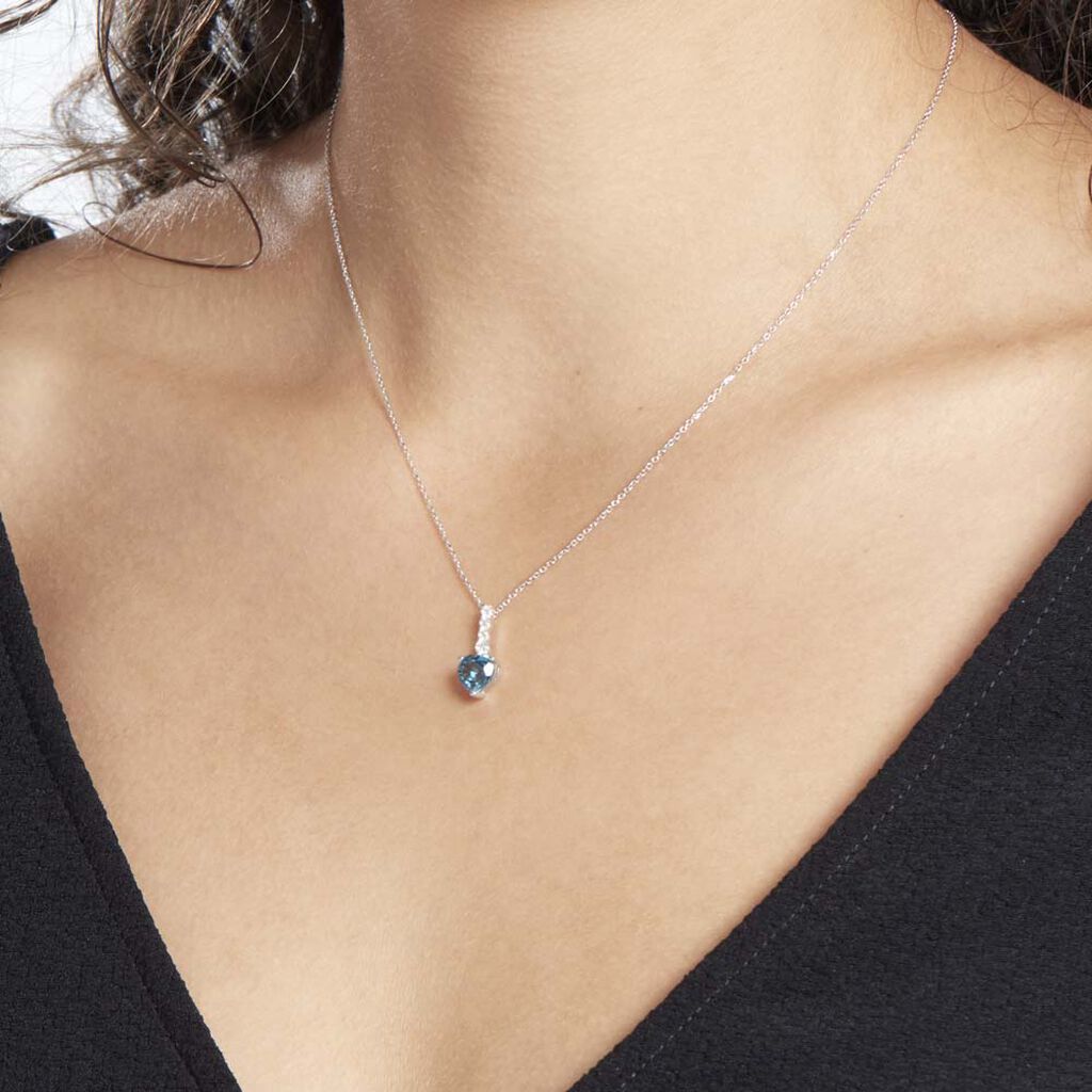 Collier Or Blanc Fany Topaze Oxydes De Zirconium - Colliers Femme | Histoire d’Or