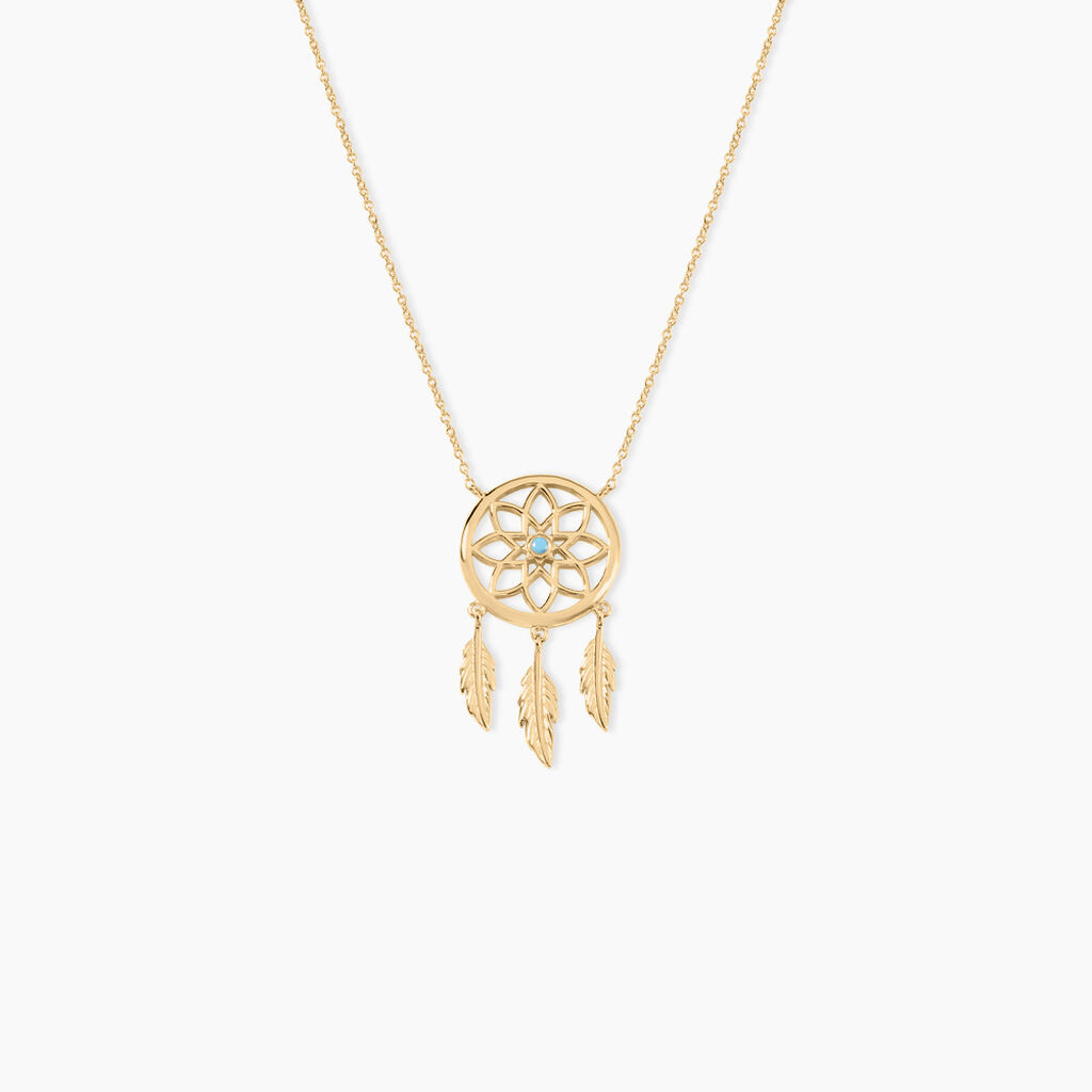 Collier Plaqué Or Jaune Attrape Rêves Turquoise - Colliers fantaisie Femme | Histoire d’Or