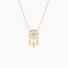 Collier Plaqué Or Jaune Attrape Rêves Turquoise - Colliers fantaisie Femme | Histoire d’Or