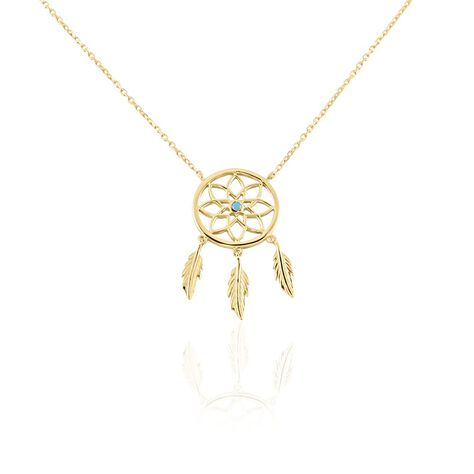 Collier Plaqué Or Jaune Attrape Rêves Turquoise - Colliers fantaisie Femme | Histoire d’Or