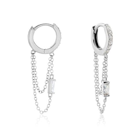 Créole Argent Blanc Javier Oxydes De Zirconium - Boucles d'oreilles créoles Femme | Histoire d’Or