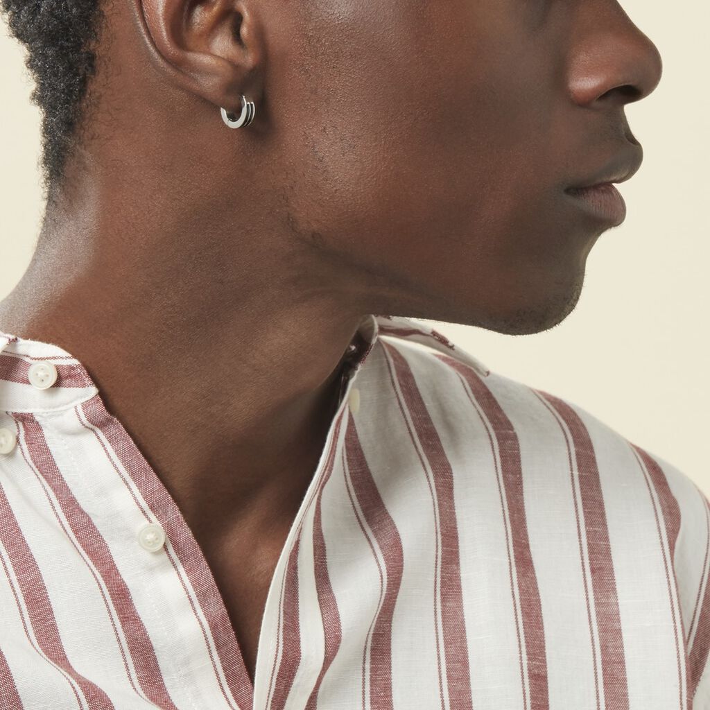 Créoles Jourdan Homme Tilos Acier Blanc - Boucles d'oreilles créoles Homme | Histoire d’Or
