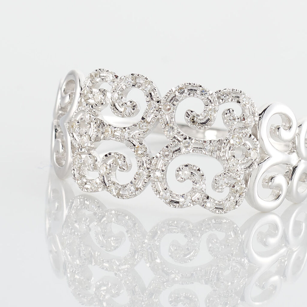 Bague Arabesque Or Blanc Diamant - Bagues avec pierre Femme | Histoire d&rsquo;Or