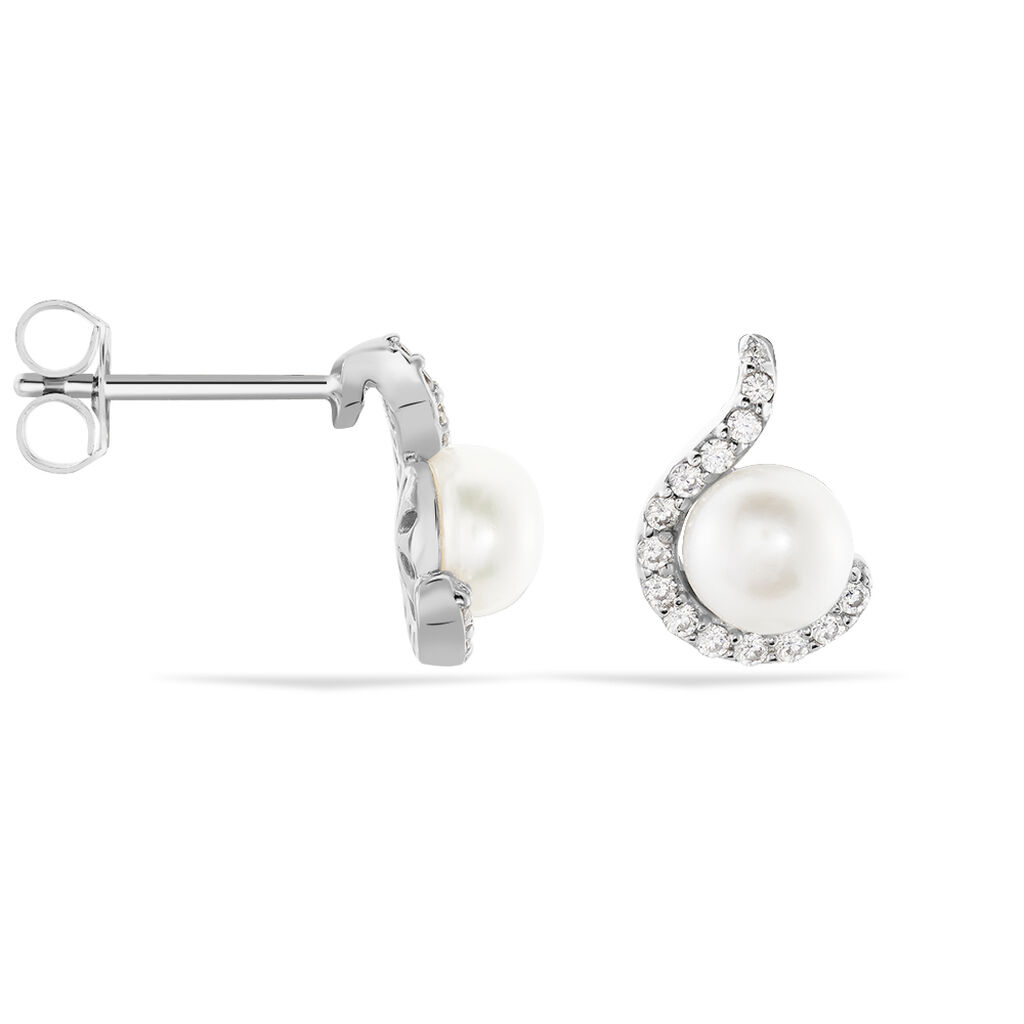 Boucles D'oreilles Pendantes Marsia Argent Blanc Perle De Culture - Boucles d'oreilles fantaisie Femme | Histoire d’Or