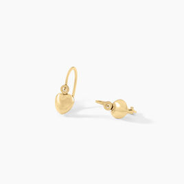 Boucles D'oreilles Pendantes France-marie Coeur Or Jaune - Boucles d'oreilles pendantes Enfant | Histoire d’Or
