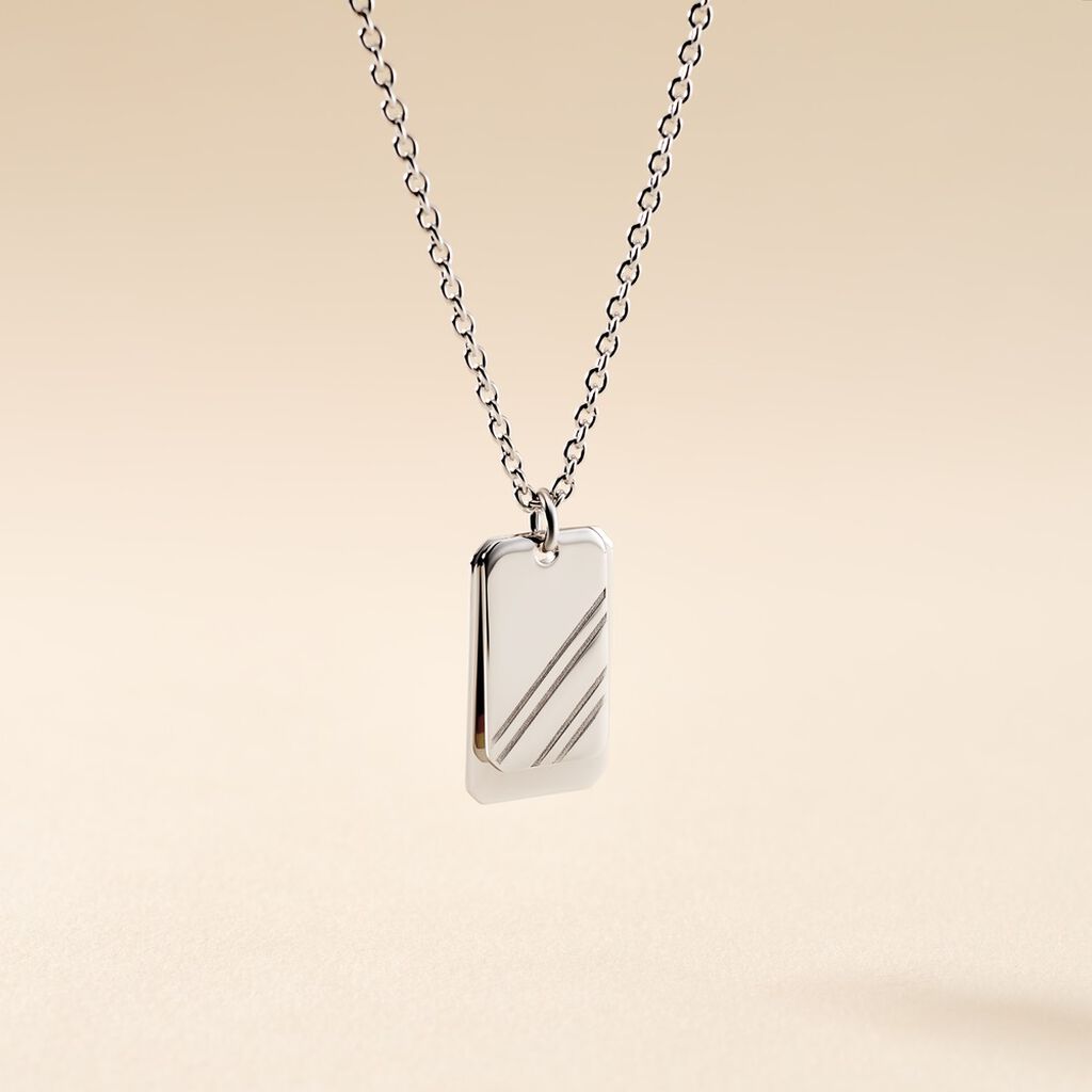 Collier Argent Blanc Djimy - Bijoux sans pierre Homme | Histoire d&rsquo;Or