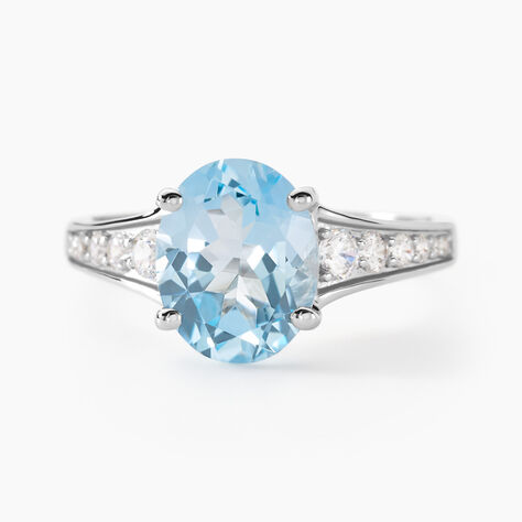 Bague Marie-camille Or Blanc Topaze Et Oxyde De Zirconium - Bagues solitaires Femme | Histoire d&rsquo;Or