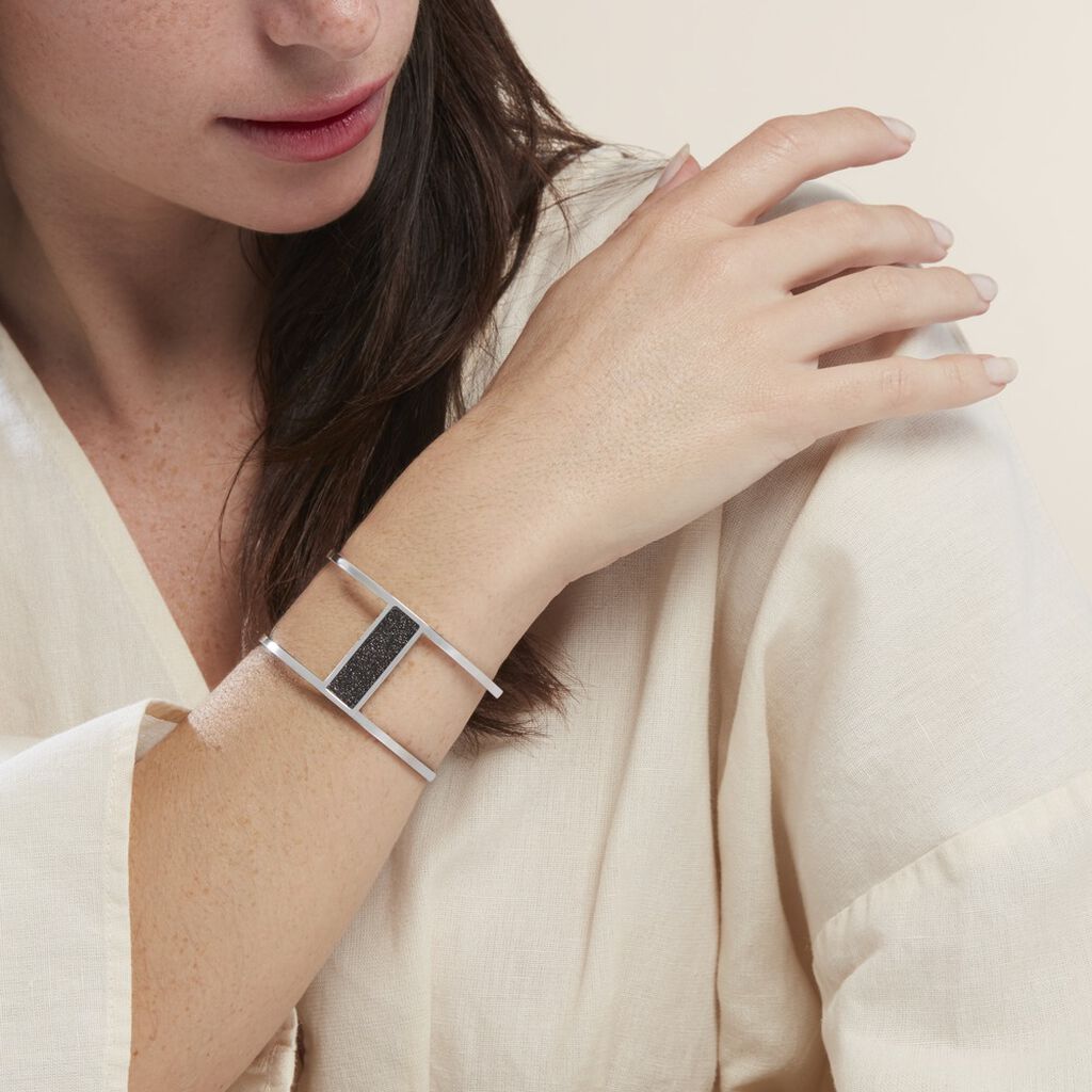 Bracelet Manchette Acier Blanc Maria - Bracelets manchettes Femme | Histoire d’Or