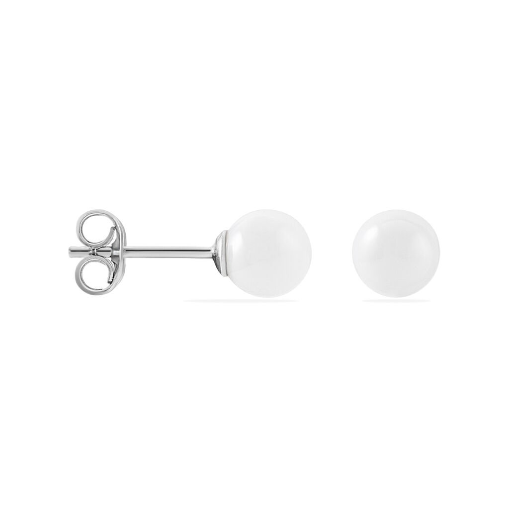 Boucles D'oreilles Puces Solene Argent Blanc Céramique - Boucles d'oreilles fantaisie Femme | Histoire d’Or