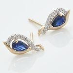 Boucles D'oreilles Puces Or Jaune Angelika Saphir - Clous d'oreilles Femme | Histoire d&rsquo;Or