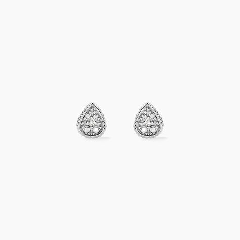 Boucles D'oreilles Puces Mon 1er Diamant Or Blanc Diamant - Clous d'oreilles Femme | Histoire d’Or