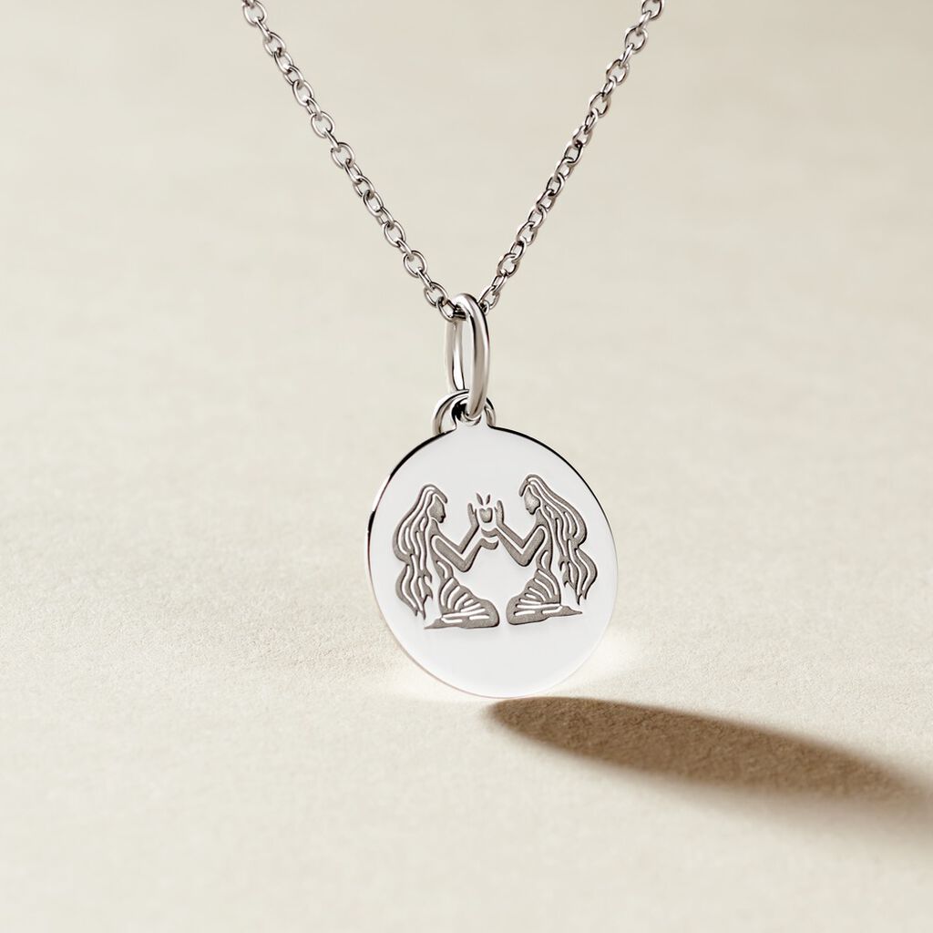 Pendentif Zodiaque Rond Argent Blanc - Pendentifs Zodiaque Famille | Histoire d&rsquo;Or