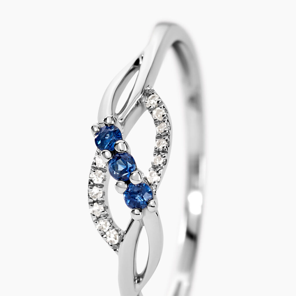 Bague Rosalyne Or Blanc Saphir Et Diamant - Bagues avec pierre Femme | Histoire d’Or