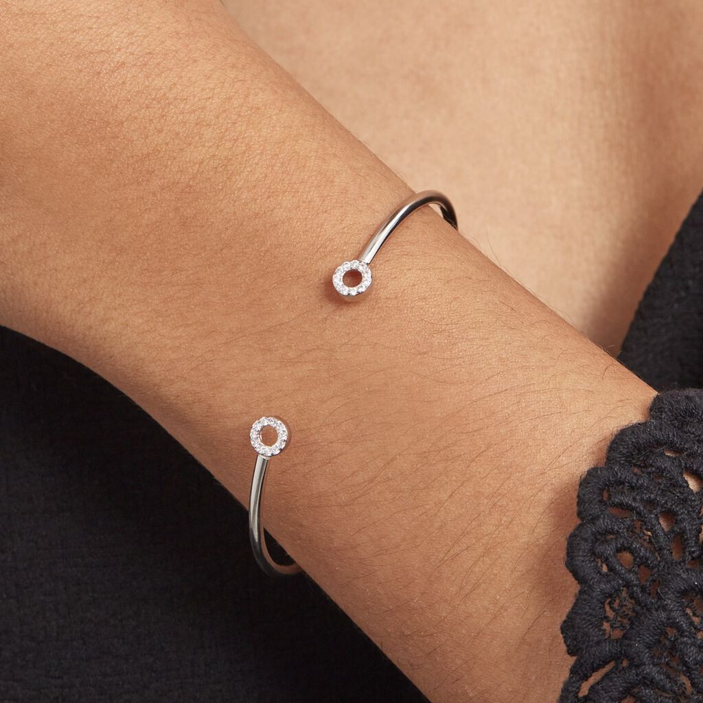 Bracelet Jonc Danae Argent Blanc Oxyde De Zirconium - Bracelets joncs Femme | Histoire d’Or