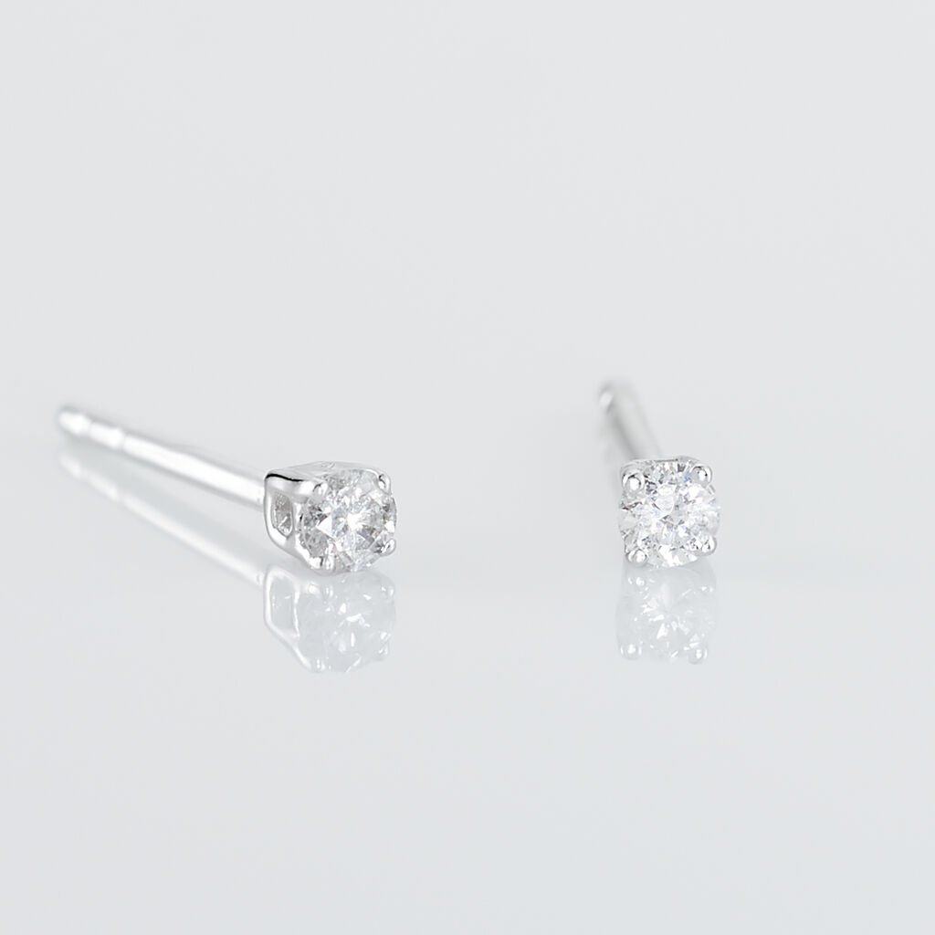 Boucles D'oreilles Puces Victoria Or Blanc Diamant - Clous d'oreilles Femme | Histoire d&rsquo;Or