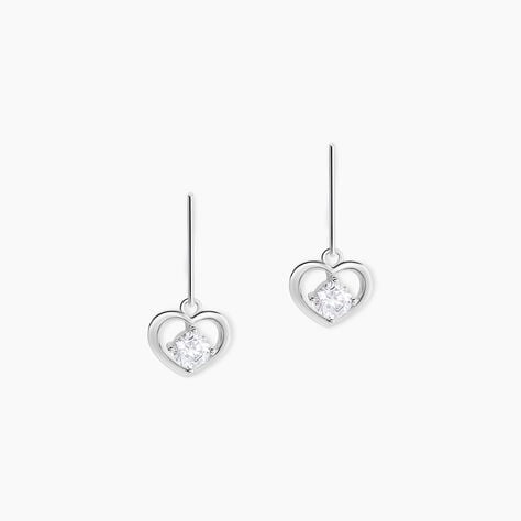 Boucles D'oreilles Pendantes Nalan Argent Blanc Oxyde De Zirconium - Boucles d'oreilles fantaisie Femme | Histoire d&rsquo;Or