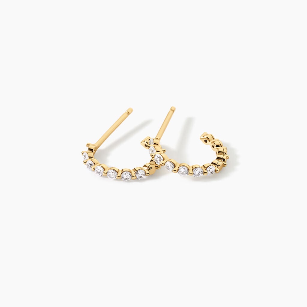 Cr&eacute;oles Chylan Argent Dor&eacute; A L'Or 750/1000 Oxyde De Zirconium - Boucles d'oreilles cr&eacute;oles Femme | Histoire d&rsquo;Or