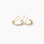 Cr&eacute;oles Chylan Argent Dor&eacute; A L'Or 750/1000 Oxyde De Zirconium - Boucles d'oreilles cr&eacute;oles Femme | Histoire d&rsquo;Or