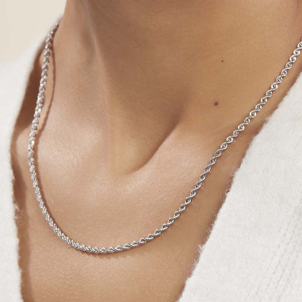 Collier Jerry Maille Corde Or Blanc - Chaines Femme | Histoire d’Or